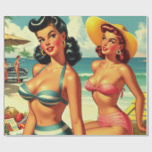 Zomer Strand Pin Ups Cadeaupapier (Vlak)