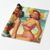 Zomer Strand Pin Ups Cadeaupapier (Uitgerold)