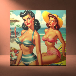 Zomer Strand Pin Ups Tegeltje