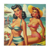 Zomer Strand Pin Ups Tegeltje (Voorkant)