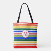 Zomer Strand Plezier Regenboog Strepen Monogram Tote Bag (Achterkant)