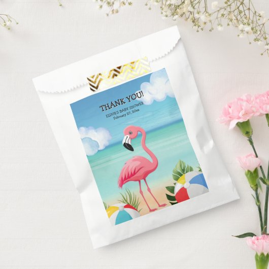 Zomer Strand Roze Flamingo Baby shower Bedankzakje (Gezegeld)