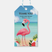 Zomer Strand Roze Flamingo Baby shower Cadeaulabel (Voorkant)