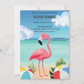 Zomer Strand Roze Flamingo Baby shower Kaart (Voorkant)