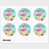 Zomer Strand Roze Flamingo Baby shower Ronde Sticker (Vel)