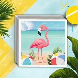Zomer Strand Roze Flamingo Baby shower Servet
