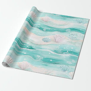 Zomer strand schelpenpatroon cadeaupapier