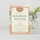 Zomer Strand Seashell Roze Zonsondergang Sweet 16 Kaart (Staand voorkant)