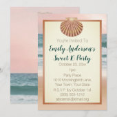 Zomer Strand Seashell Roze Zonsondergang Sweet 16 Kaart (Voorkant / Achterkant)