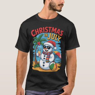 Zomer Strand Sneeuwman Kerstmis in juli Grappig Al T-shirt