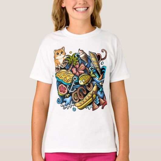 Zomer strand tas ontwerp t-shirt (Voorkant)