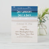 Zomer strand thema blauw zoet 16 verjaardag kaart (Staand voorkant)