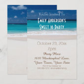 Zomer strand thema blauw zoet 16 verjaardag kaart (Voorkant / Achterkant)