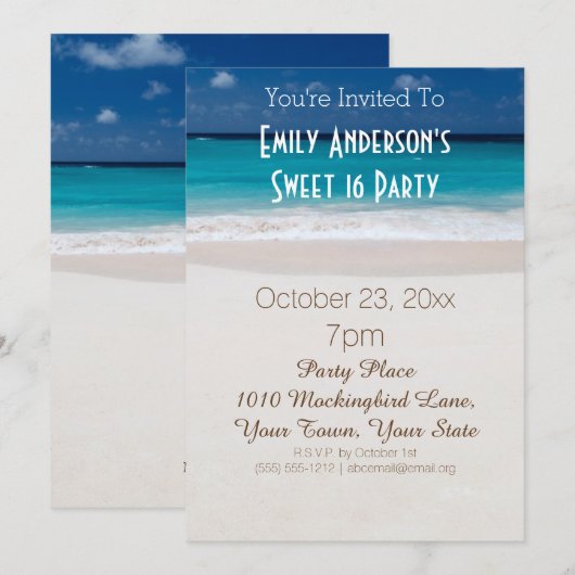 Zomer strand thema blauw zoet 16 verjaardag kaart (Voorkant / Achterkant)