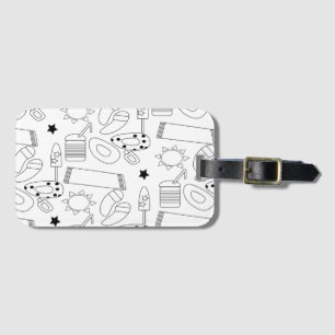Zomer strand thema contouren patroon bagagelabel