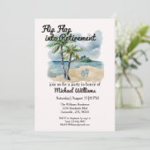 Zomer Strand Thema Flip Flop Pensionering Party Kaart (Staand voorkant)