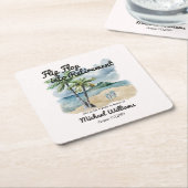 Zomer Strand Thema Flip Flop Pensionering Party Kartonnen Onderzetters (Schuin)