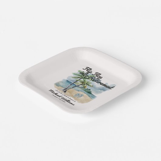 Zomer Strand Thema Flip Flop Pensionering Party Papieren Bordje (Gebogen)