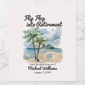 Zomer Strand Thema Flip Flop Pensionering Party Wijn Etiket (Enkel label)