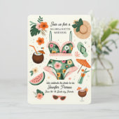 Zomer Strand Tropische Bachelorette Weekend Party Kaart (Staand voorkant)