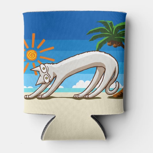 Zomer Strand Tropische Kat Blikjeskoeler (Voorkant)