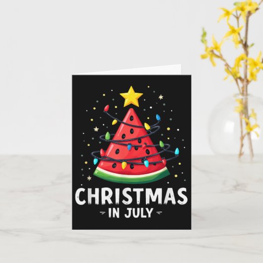 Zomer Strand Vakantie Kerst In Juli Watermeloen Kaart (Gele Bloem)