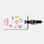 Zomer Strand Vakantie Roze Flamingo Bagagelabel (Voorkant horizontaal)