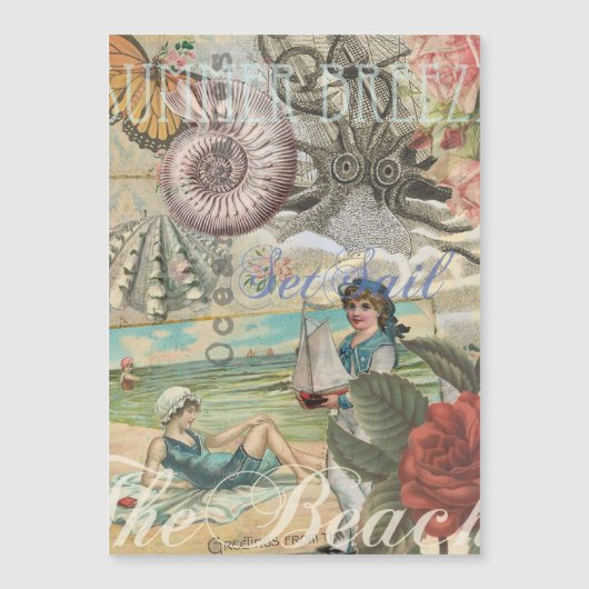 zomer strand vintage octopus antiek zeilen (Voorkant)