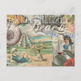 zomer strand vintage octopus antiek zeilen briefkaart