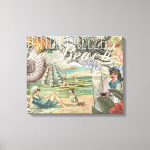 zomer strand vintage octopus antiek zeilen canvas afdruk