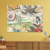 zomer strand vintage octopus antiek zeilen canvas afdruk (Insitu (Woonkamer))