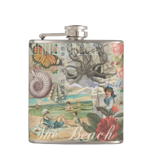 zomer strand vintage octopus antiek zeilen heupfles
