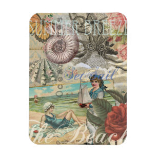 zomer strand vintage octopus antiek zeilen magneet