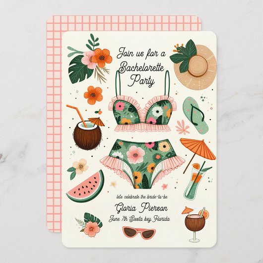 Zomer strand vrijgezellenfeest kaart