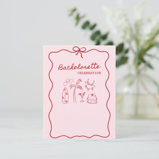 Zomer strand vrijgezellenfeest uitnodiging (Staand voorkant)