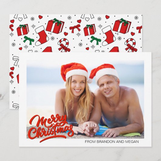 Zomer Strand Vrolijke Kerstmis Foto Feestdagenkaart (Voorkant / Achterkant)