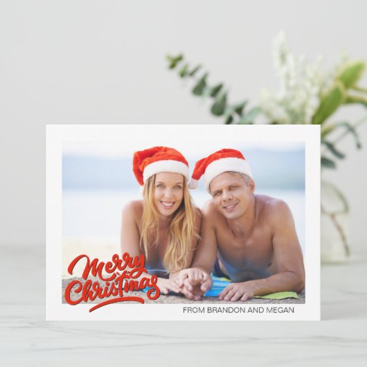 Zomer Strand Vrolijke Kerstmis Foto Feestdagenkaart (Staand voorkant)