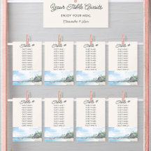 Zomer Strand Waterverf Bruiloft Tafel Zitje Kaart