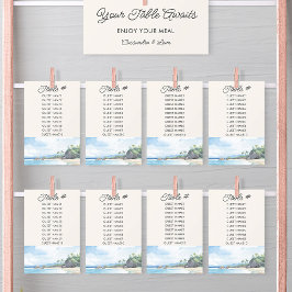 Zomer Strand Waterverf Bruiloft Tafel Zitje Kaart