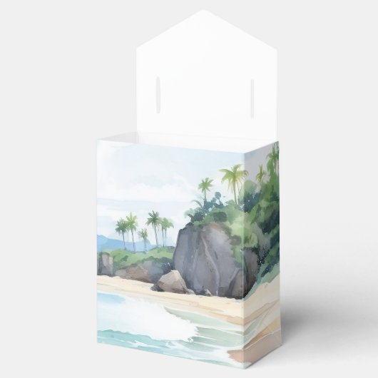 Zomer Strand Waterverf Landschapsbruiloft Bedankdoosjes (Geopend)