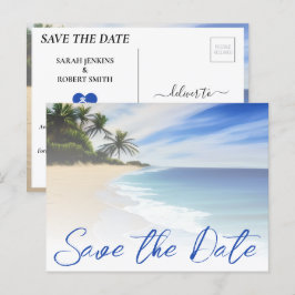 Zomer Strand Zand Palm Tree Bruiloft Save The Date Briefkaart