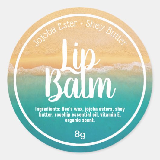 Zomer Strand Zand Water Lip Balm Pot Labels (Voorkant)