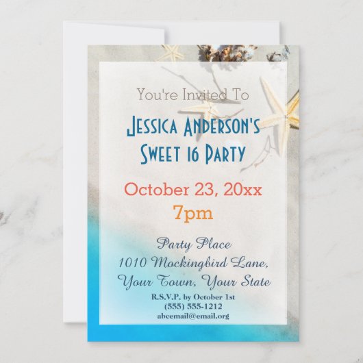 Zomer Strand Zeester Tropisch Zoet 16 Verjaardag Kaart (Voorkant)