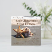 Zomer Strand Zeesterren Seashell Sweet 16 Verjaard Kaart (Staand voorkant)