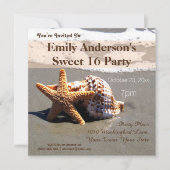 Zomer Strand Zeesterren Seashell Sweet 16 Verjaard Kaart (Voorkant)
