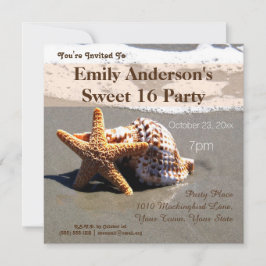 Zomer Strand Zeesterren Seashell Sweet 16 Verjaard Kaart