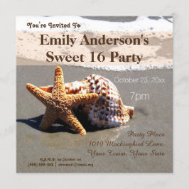 Zomer Strand Zeesterren Seashell Sweet 16 Verjaard Kaart