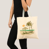 Zomer Strand Zon Palmboom Parasol Tote Bag (Voorkant (product))