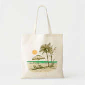Zomer Strand Zon Palmboom Parasol Tote Bag (Voorkant)