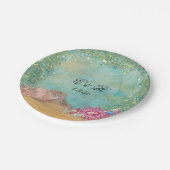 Zomer, strandbruiloft, schelpen, papieren borden papieren bordje (Gekanteld)